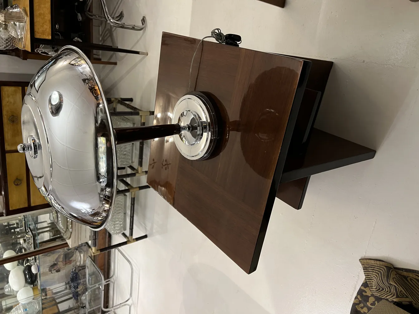 Two antique table lamps with elegant shiny bases