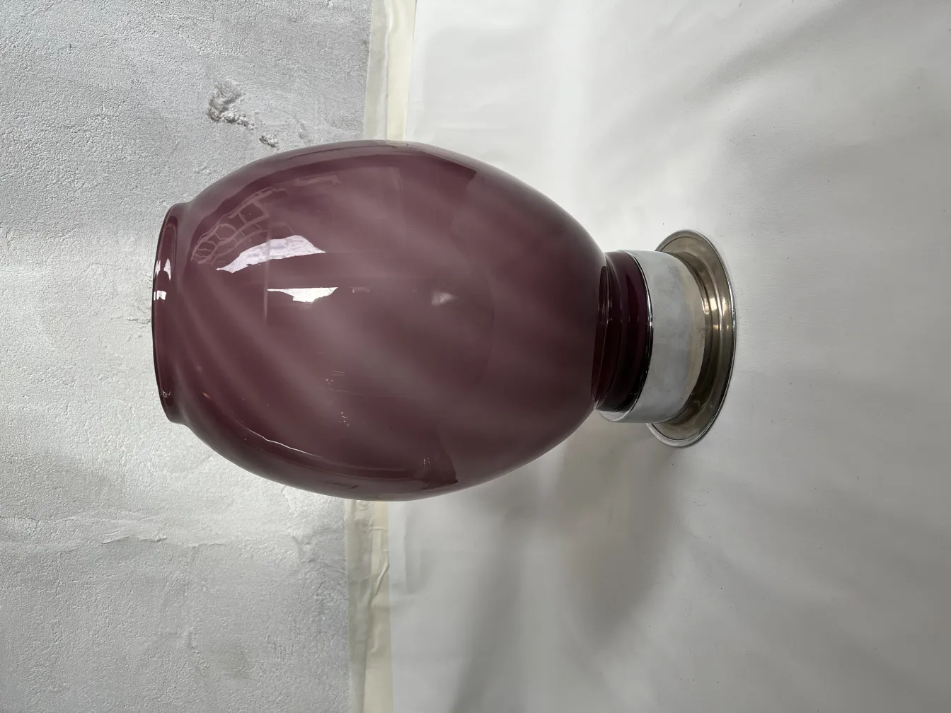 2 antique table lamps in purple color with decorative base.