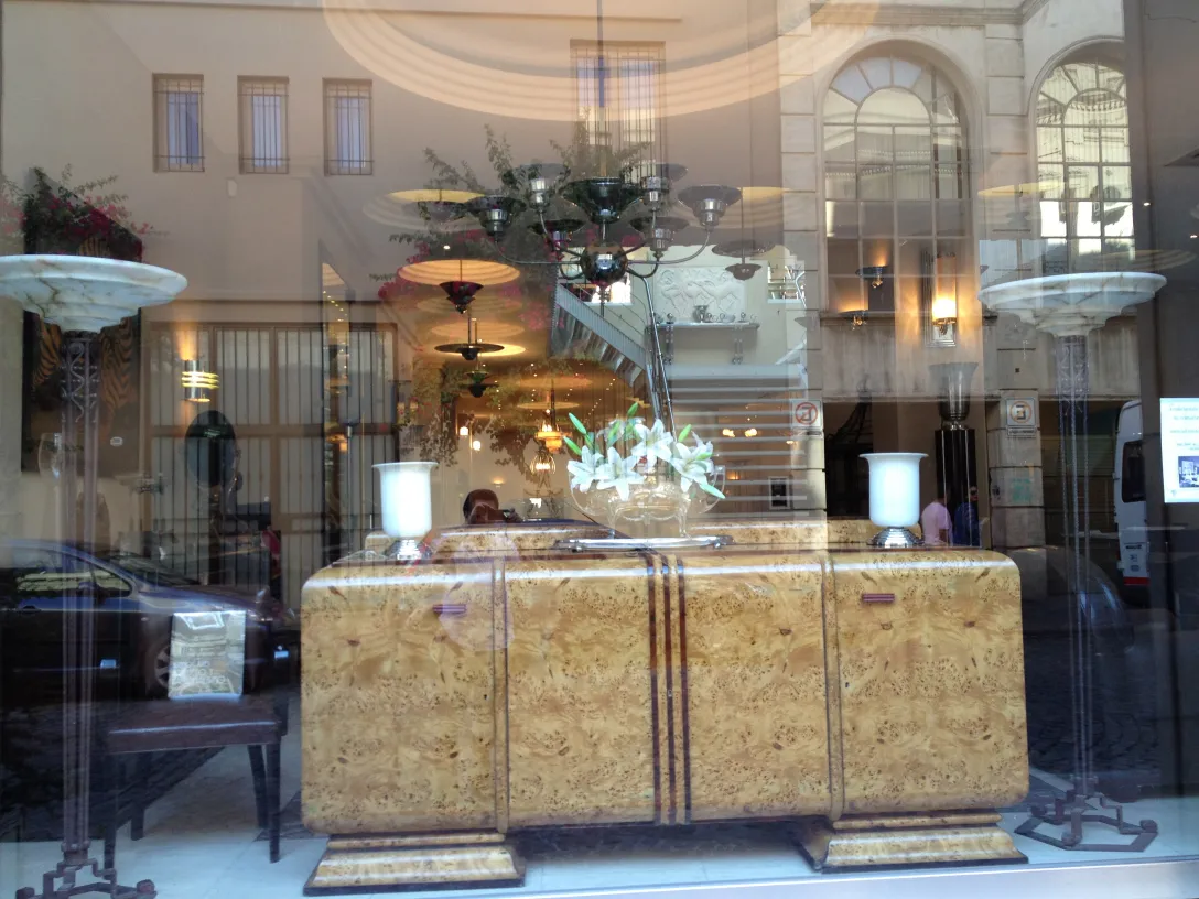 View of antique table lamps in a cozy setting