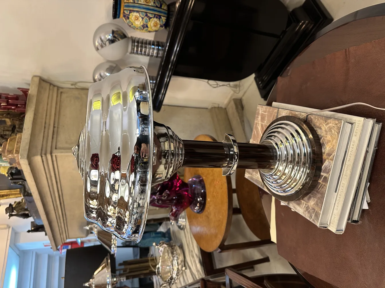 two antique table lamps in a decorative setting