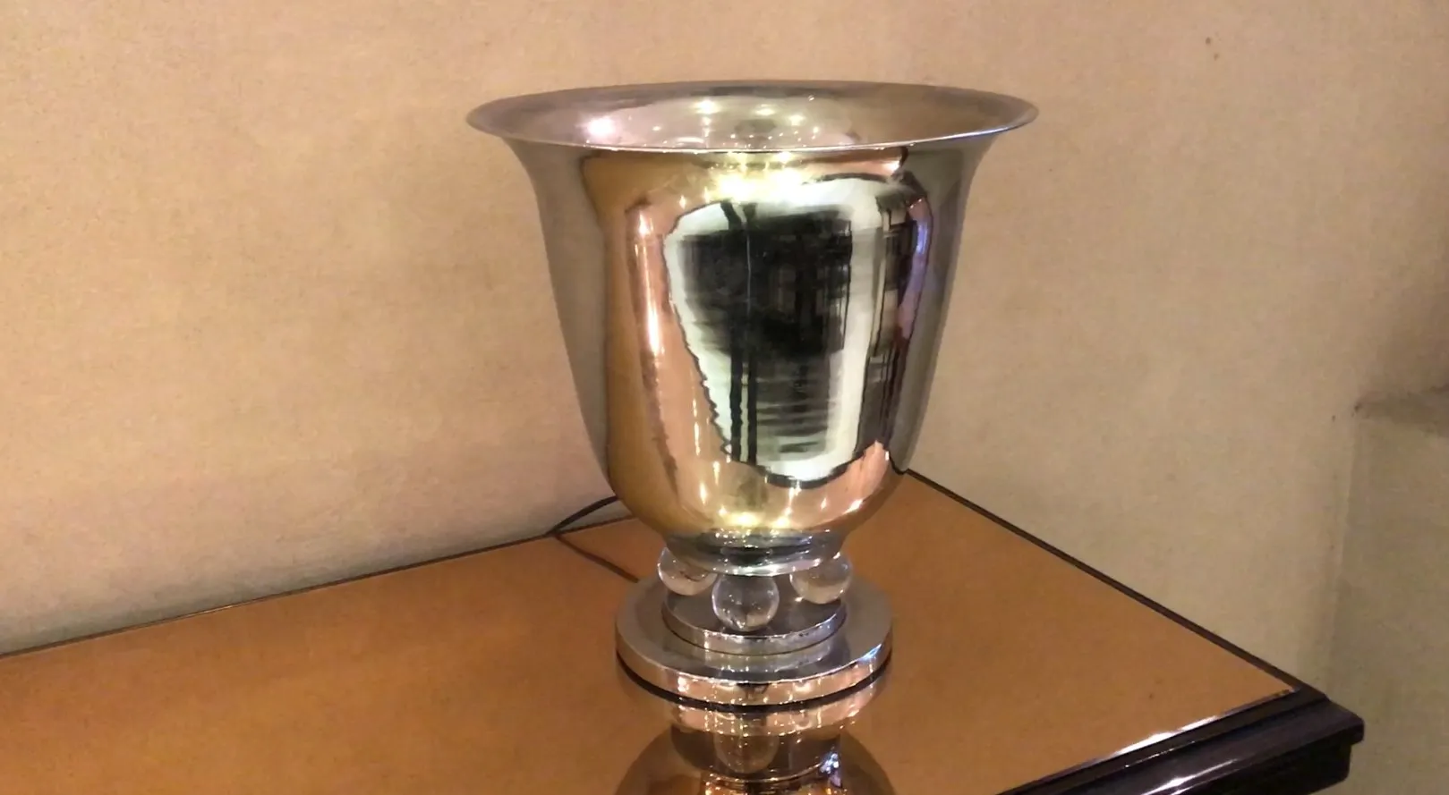 two antique table lamps, bright, in a stylish setting