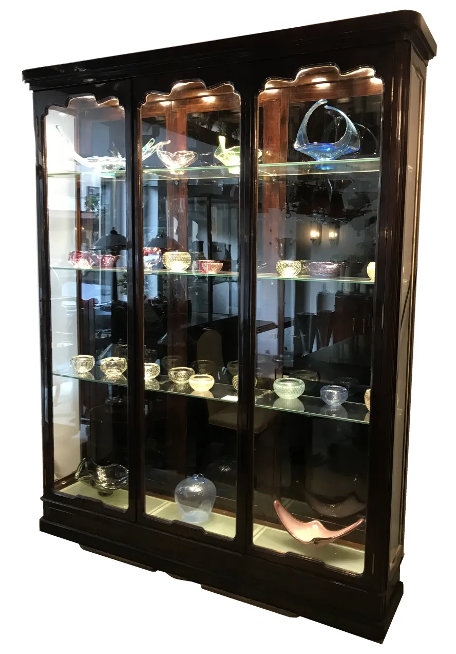 antique display cabinet with lights and display shelves