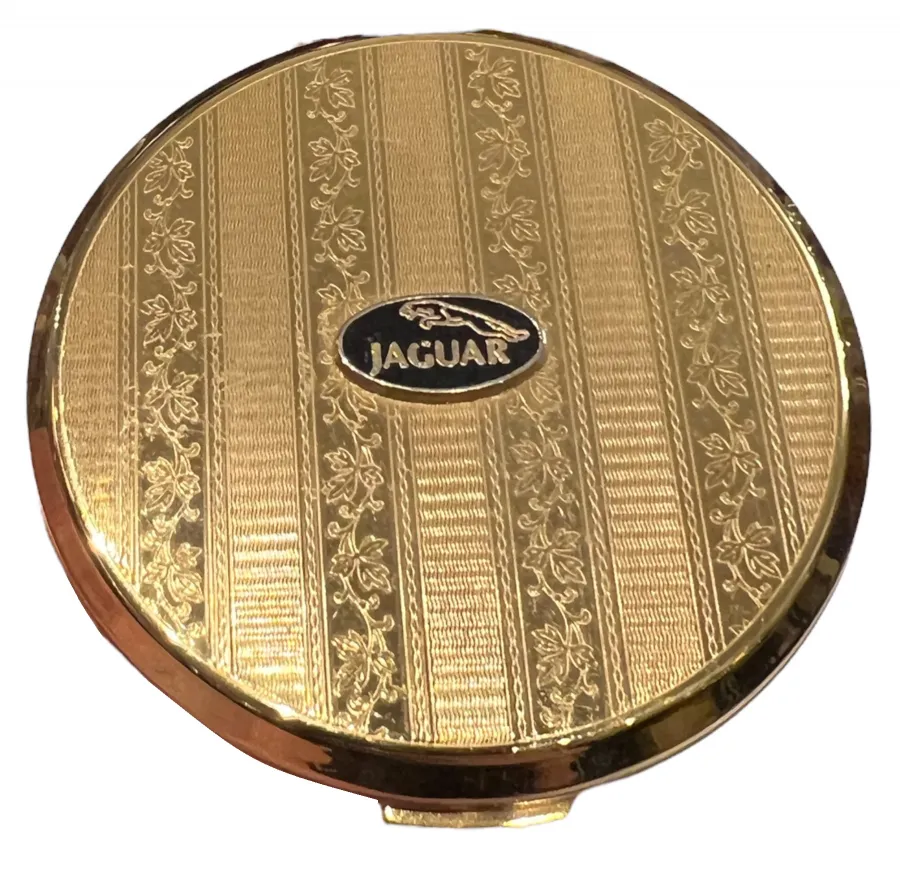 antique gold compact with elegant floral design