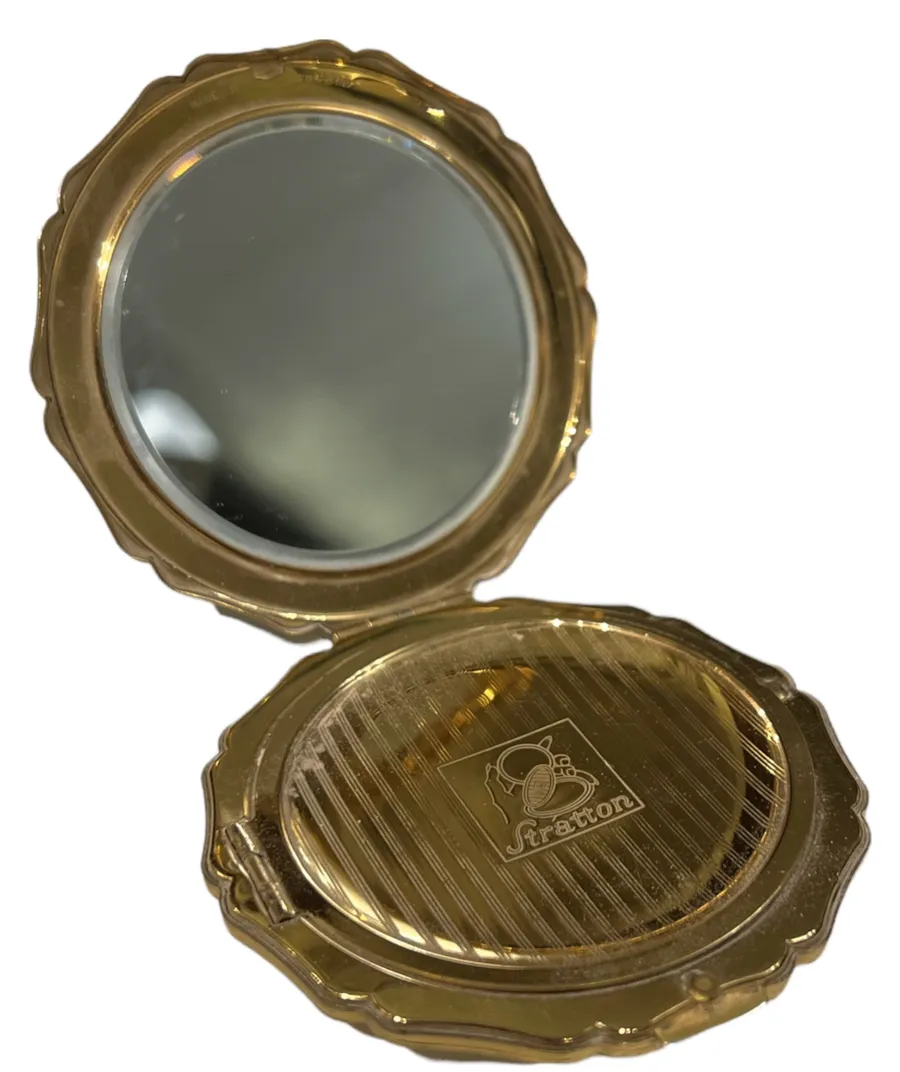 antica polvera stratton england con specchio e design ondulato