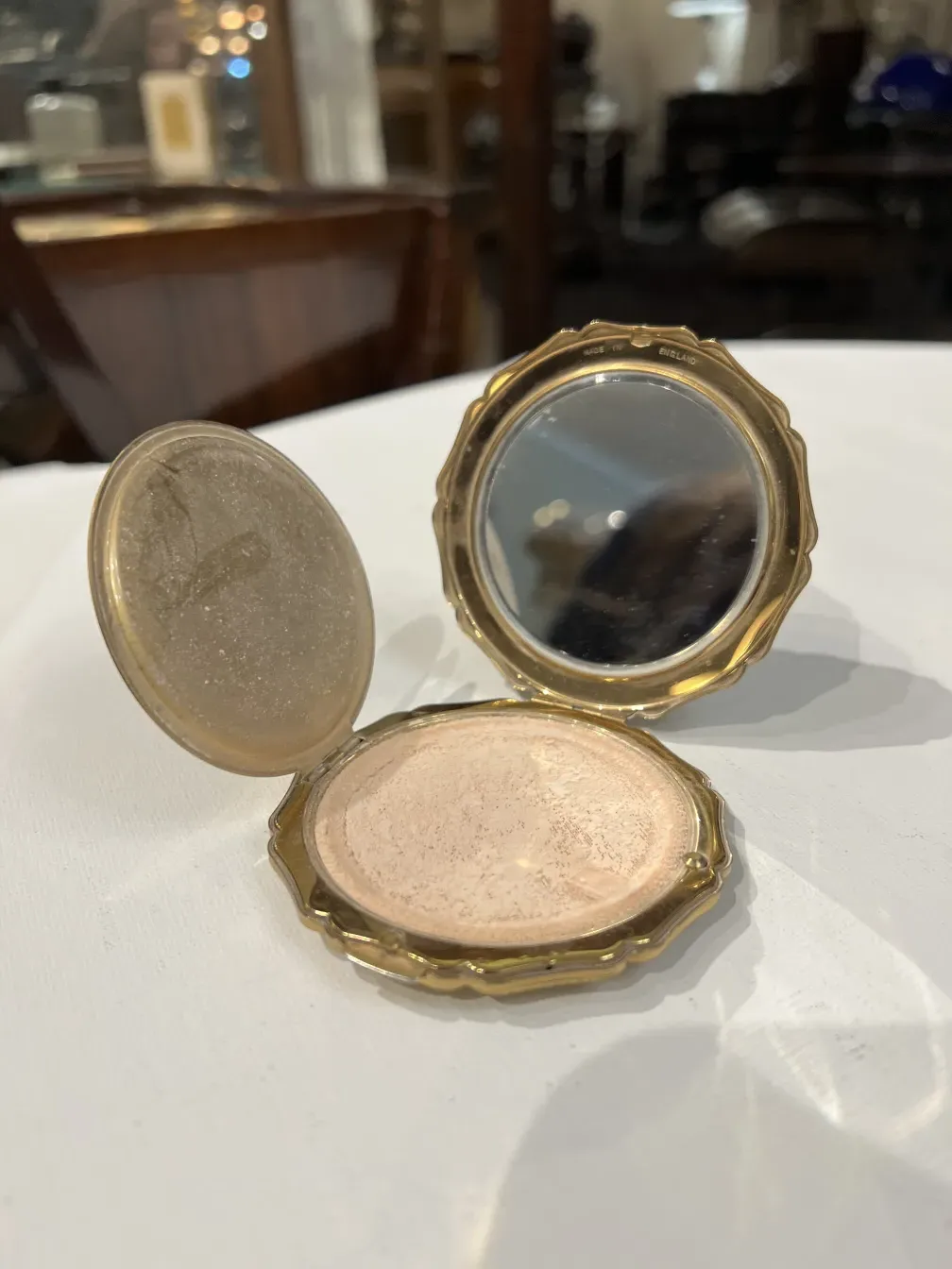 polvera antique Stratton England avec miroir et poudre