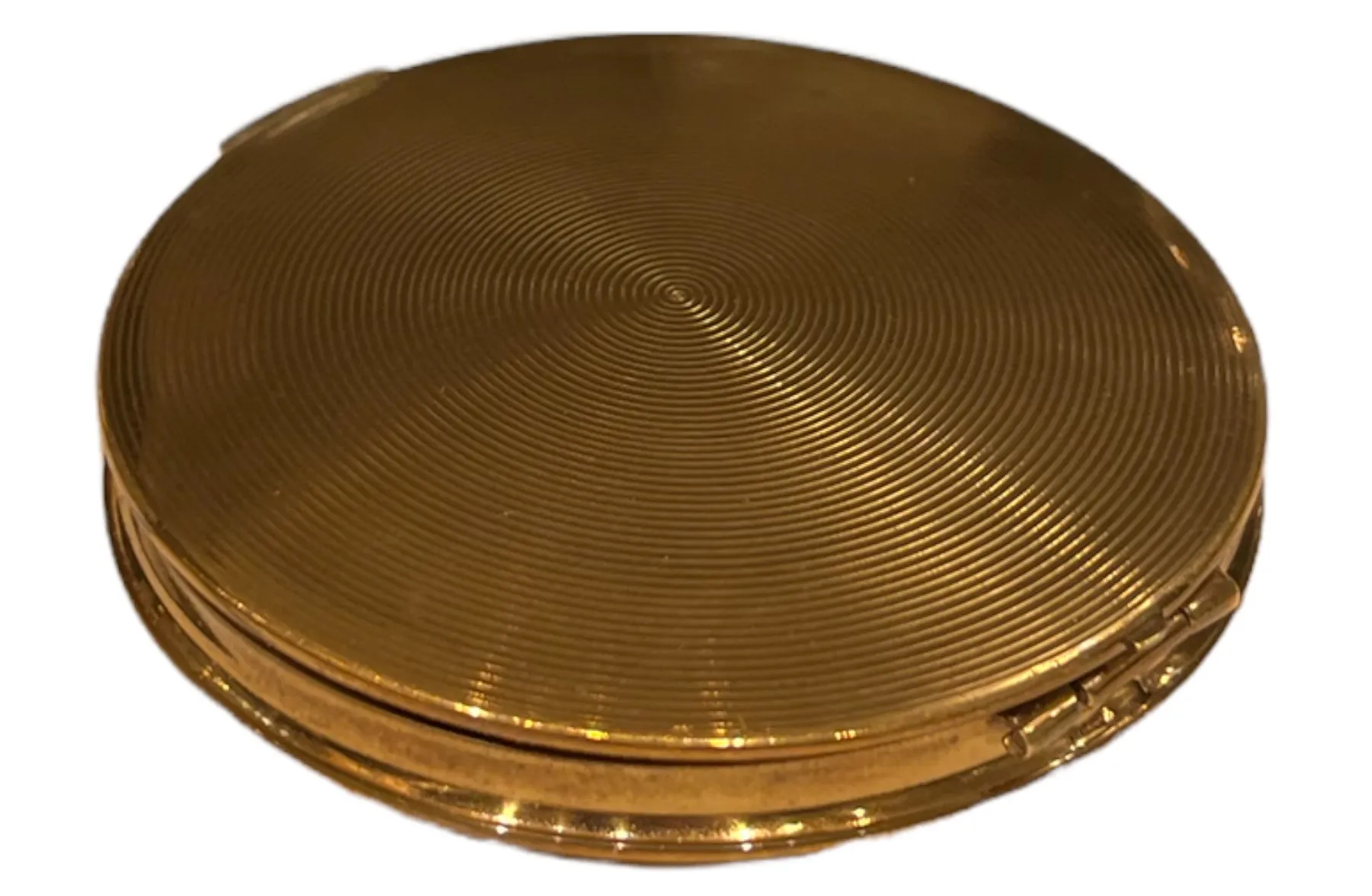 Antiker Kompakt mit rundem Design und glänzender goldener Oberfläche