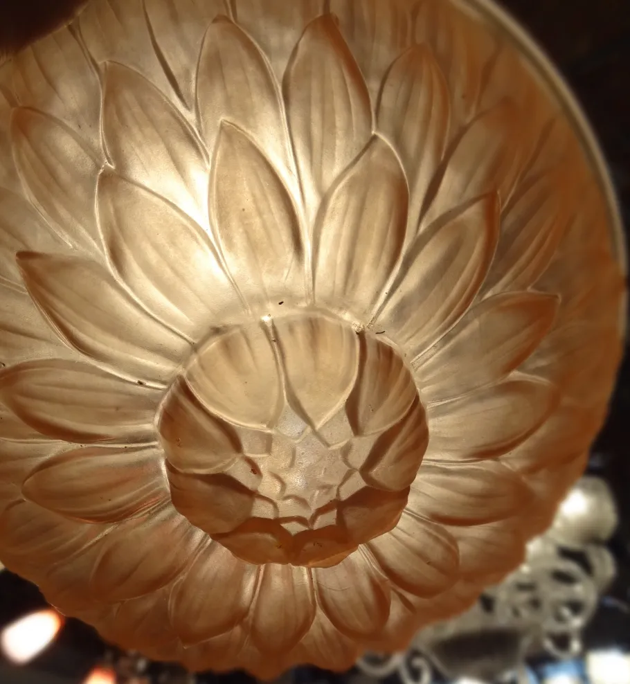 antique ceiling light in floral shape, elegant illumination