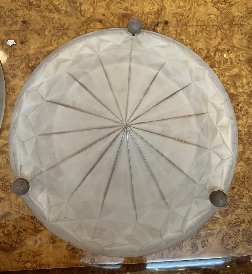 antique ceiling light with geometric design