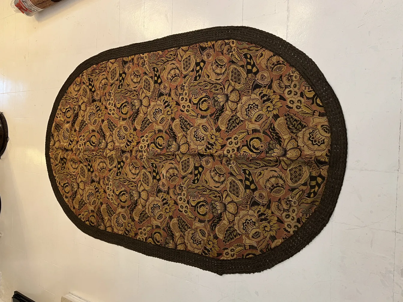 antique tablecloth with colorful floral design