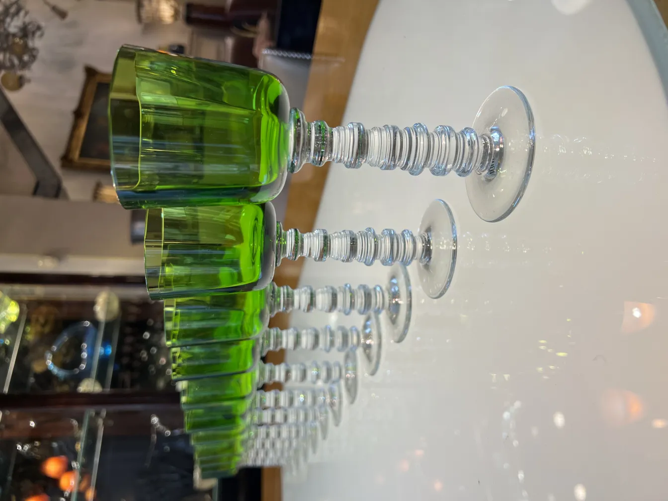 Conjunto de 12 copas antiguas querandi en verde brillante