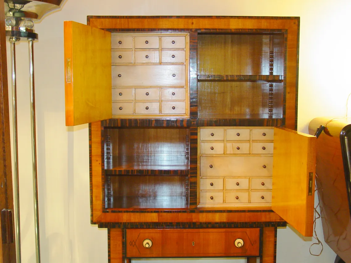 antique cigar humidor with multiple compartments, unique design