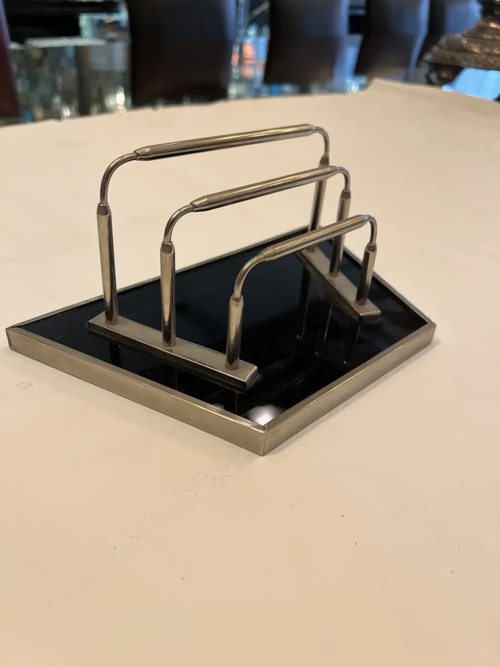 antique WMF card tray in black and metal design