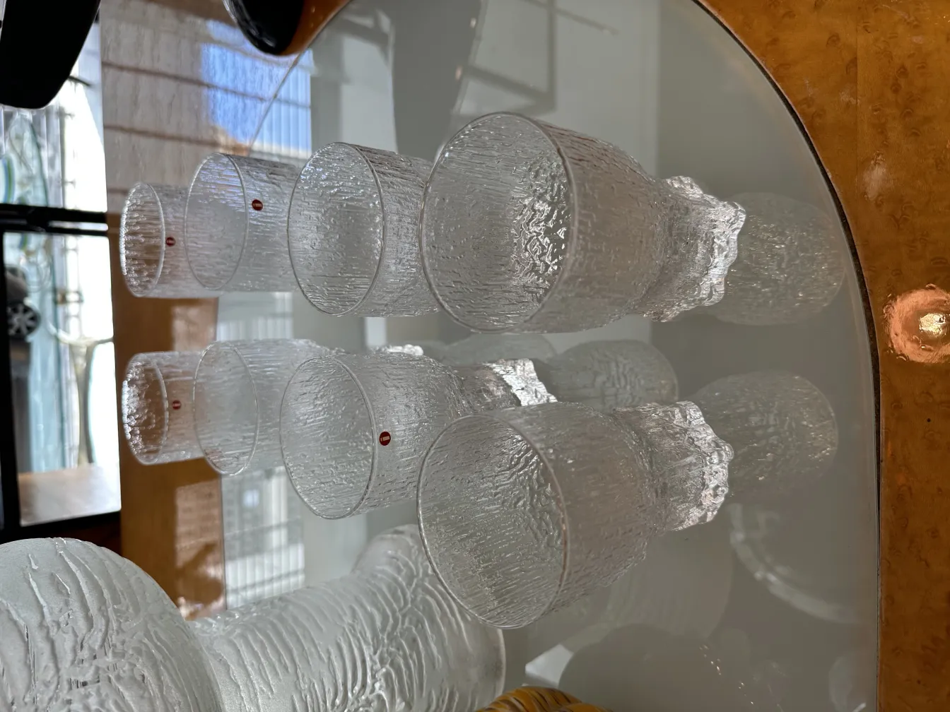 eight antique glasses tapio wirkkala on a modern table