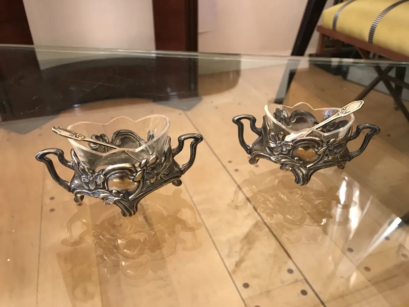 antico saliera e pepiera WMF con cucchiaio di metallo