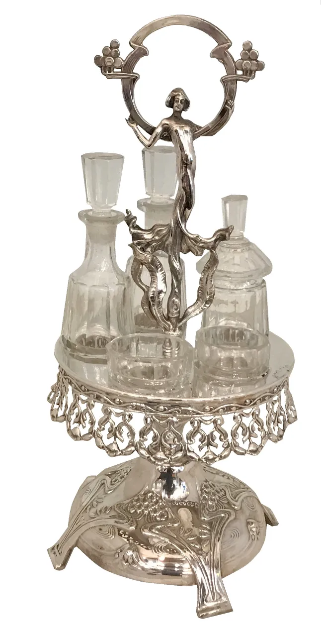 ensemble antique de salière poivrière huile vinaigre WMF