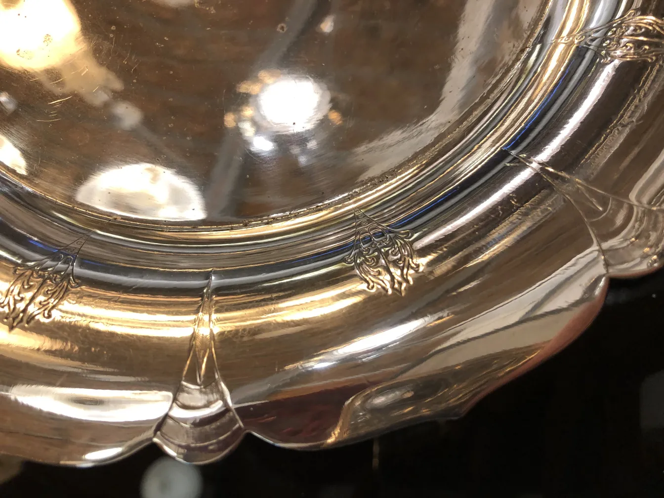 Antique pastry plate featuring decorative details on the edge.