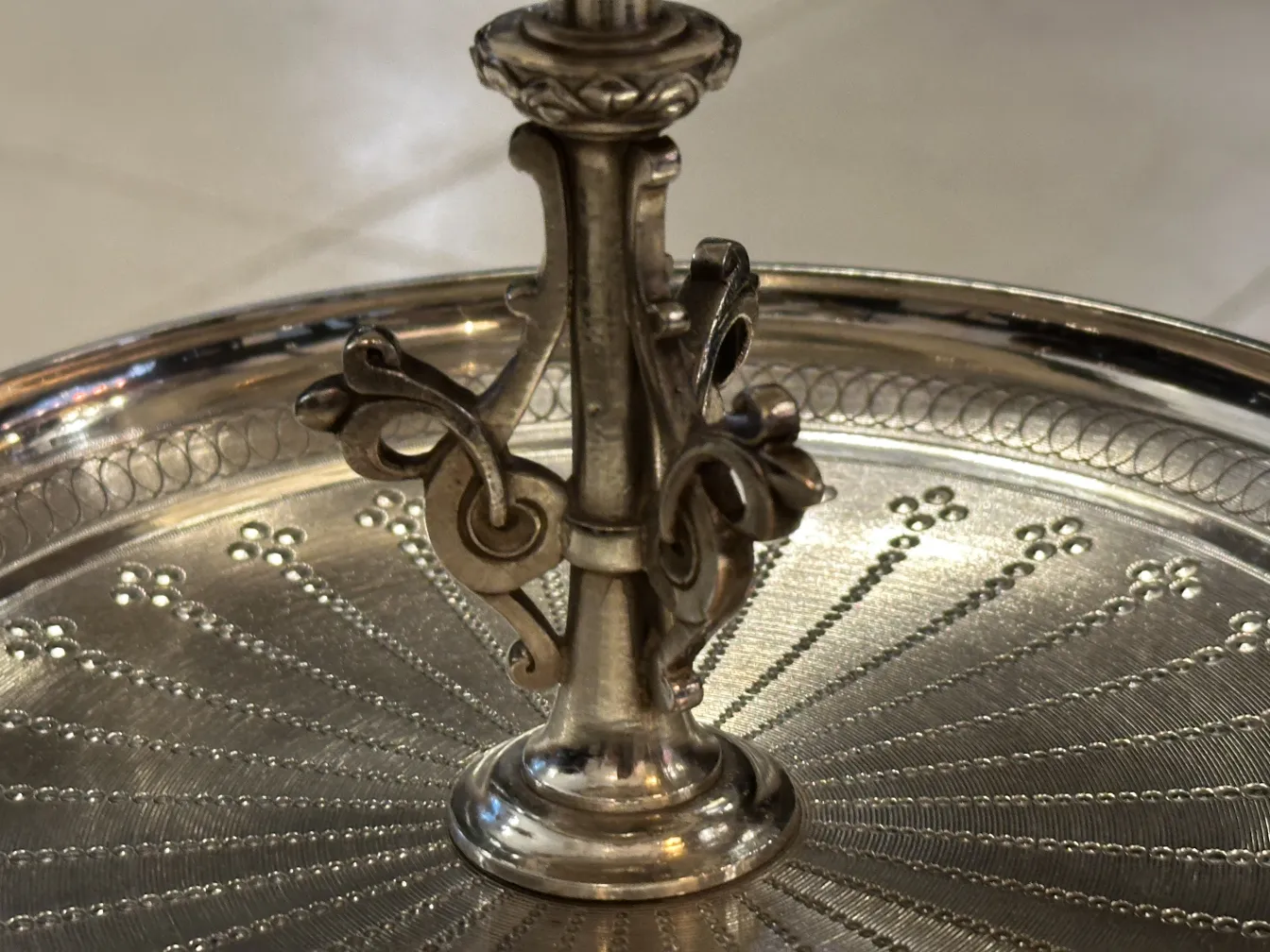 Antique pastry plate with elegant base design