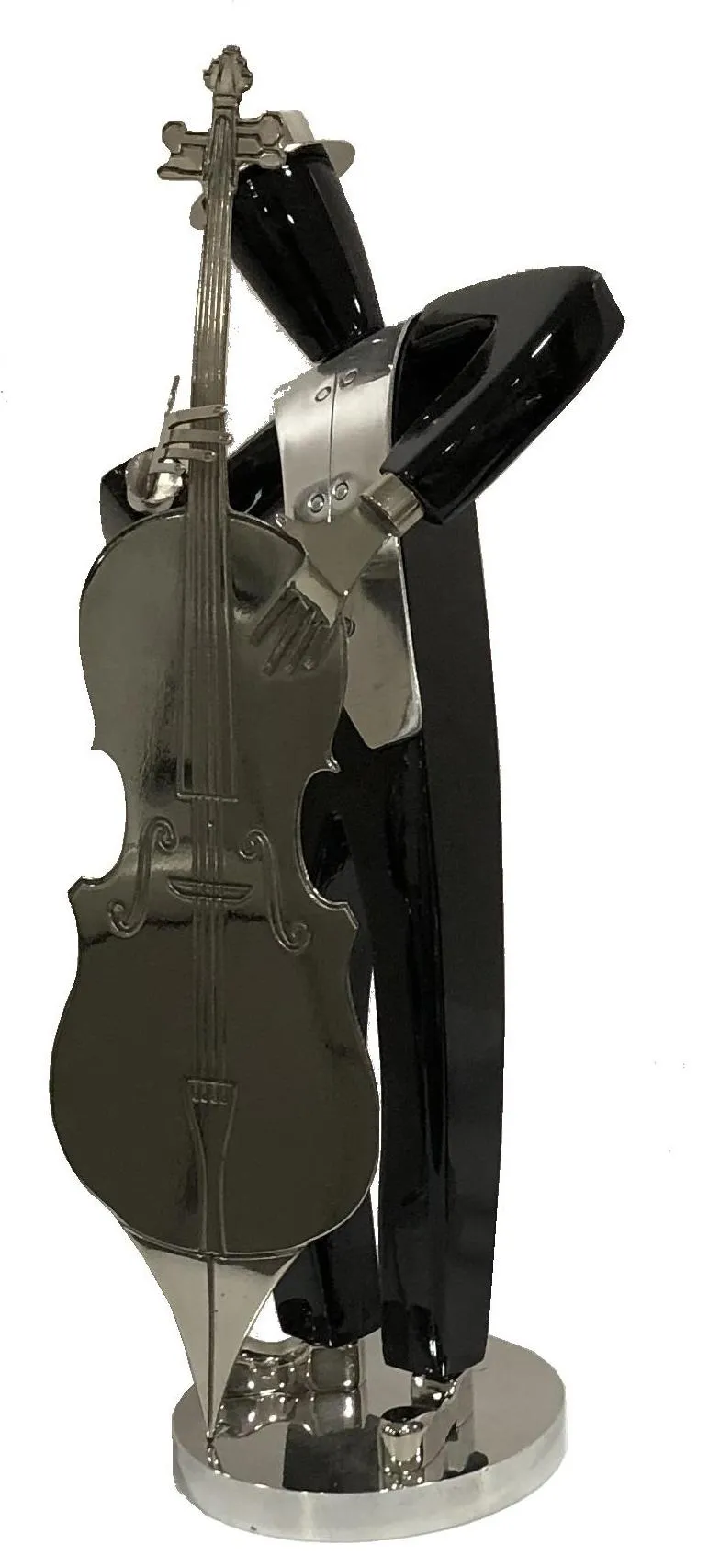 antike Skulptur eines Mannes mit einem Violoncello, eleganter Stil