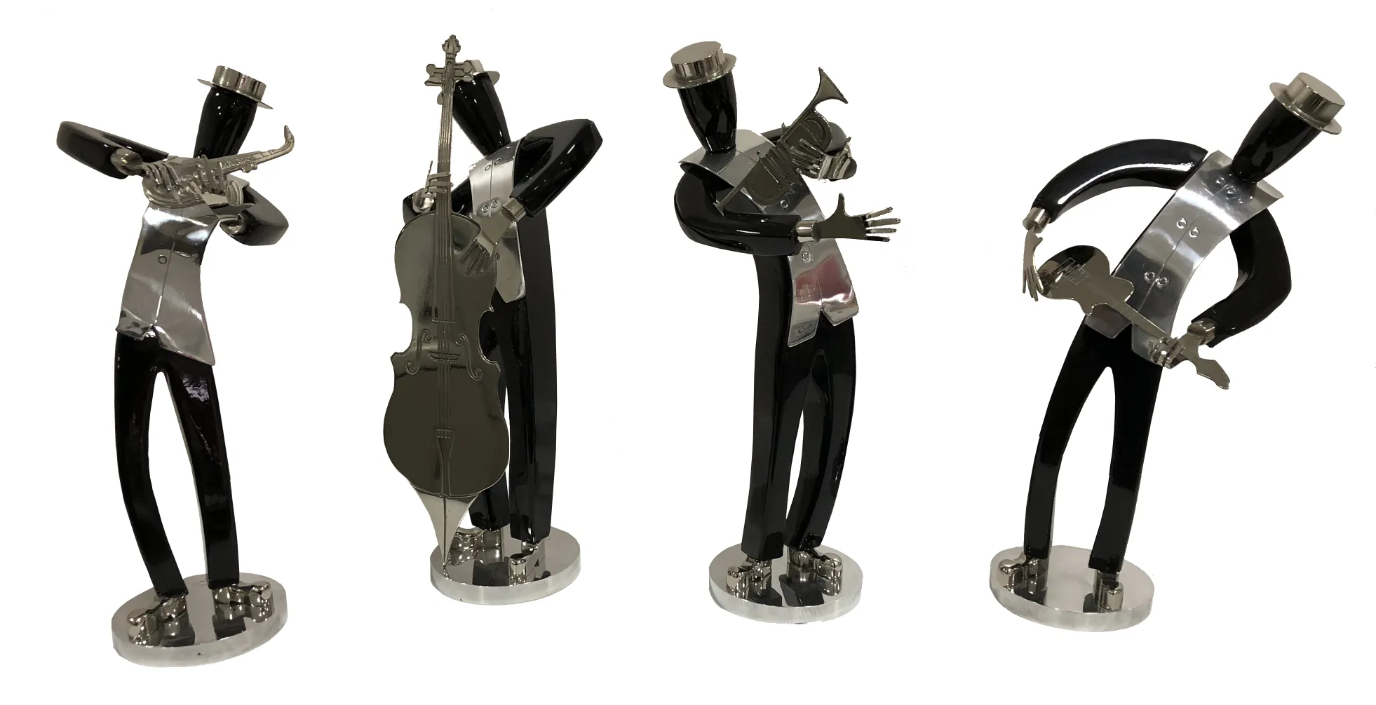 sculptures de musiciens dans un groupe de musique avec des détails brillants