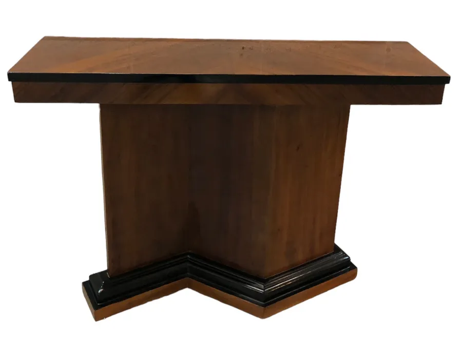 Antique consoles in a cozy setting with elegant features