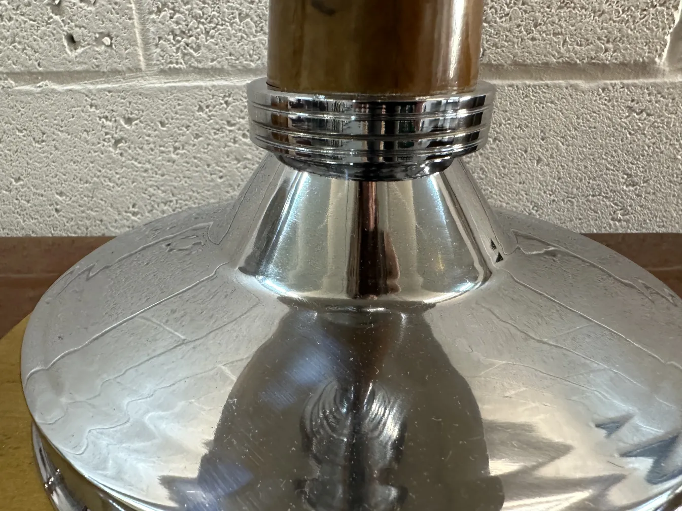 two antique table lamps with decorative base