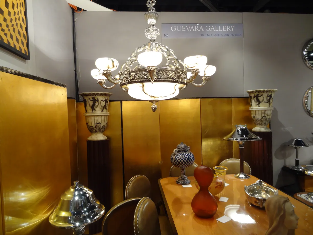 antique table lamp with elegant and decorative shape, golden background