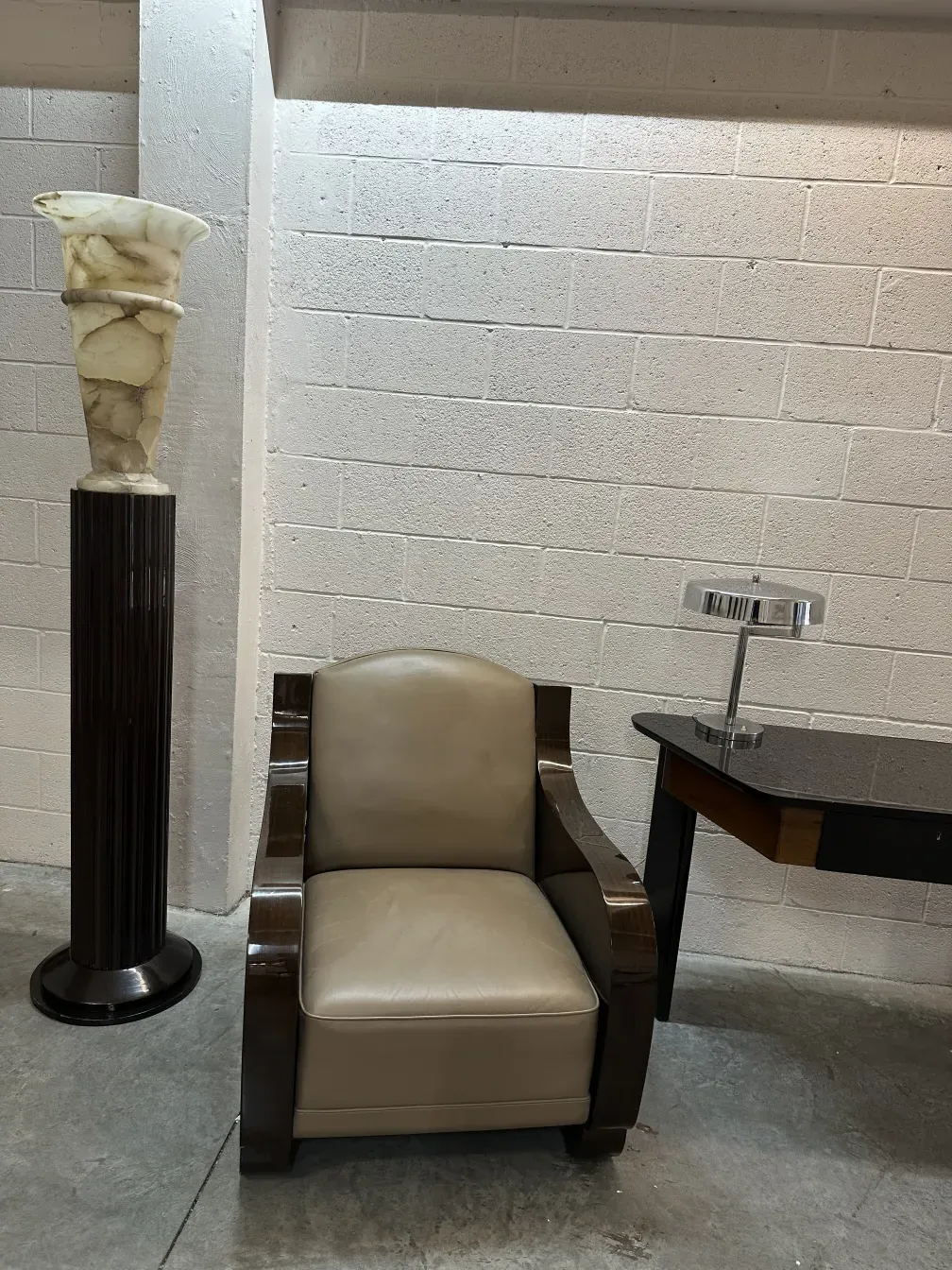 antique table lamp with stylish base in a modern setting