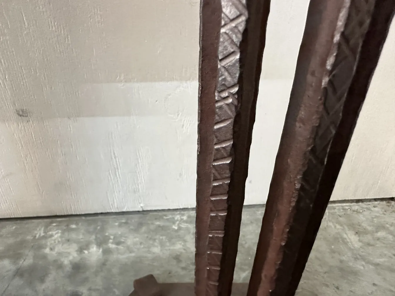 Detail of 2 antique floor lamps with decorative design