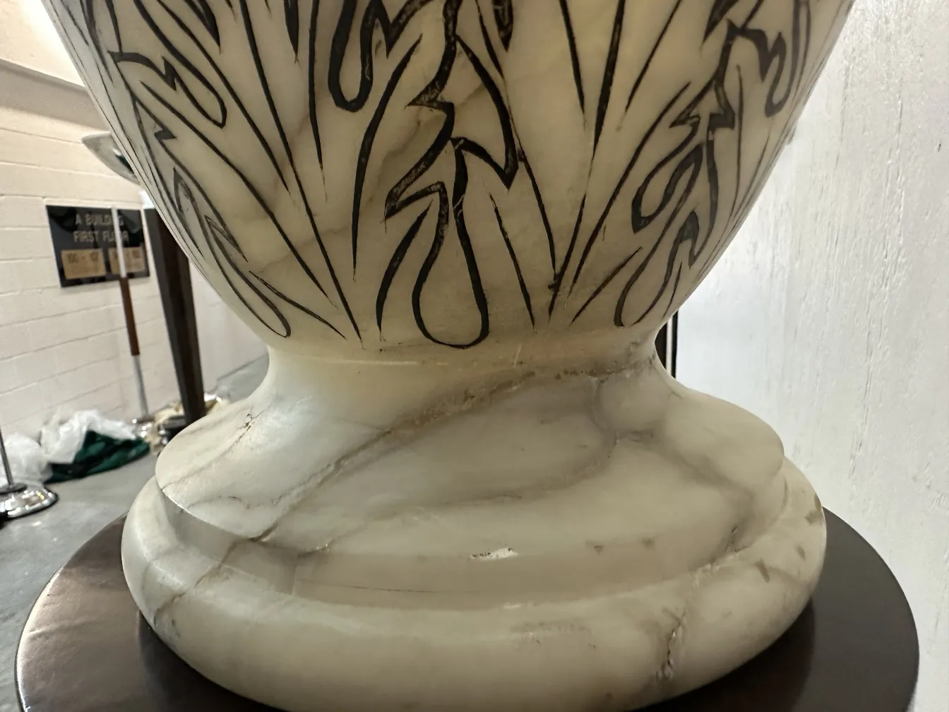 Set of 2 antique floor lamps with elegant shapes and decorative base, neutral background.