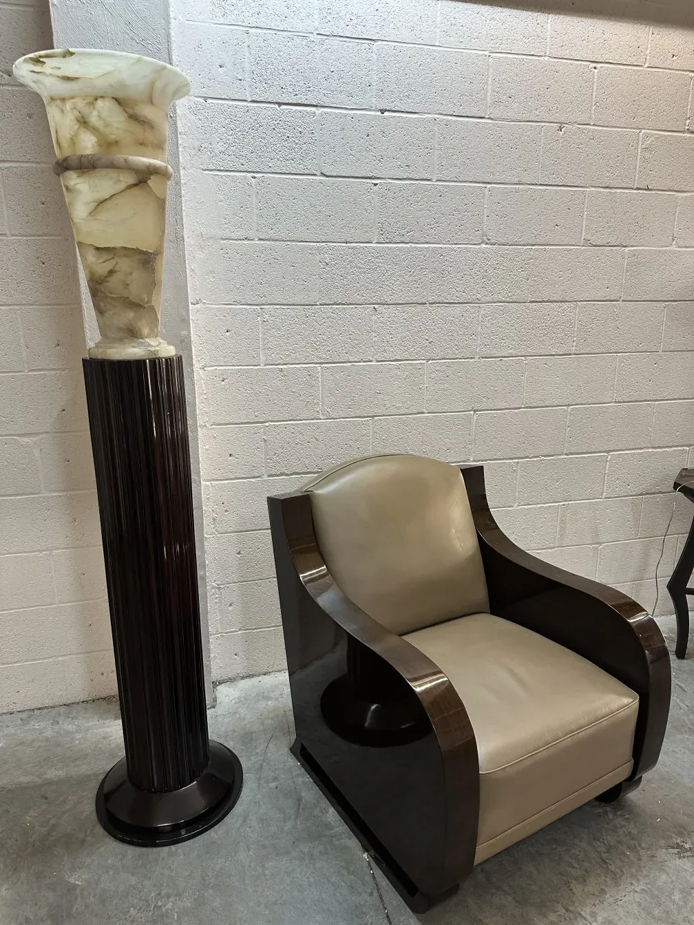 two antique floor lamps with decorative bases