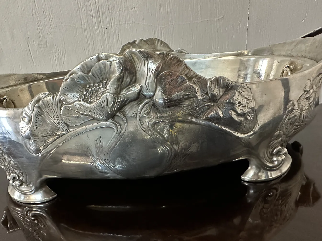 antique centerpiece by gallia with floral details