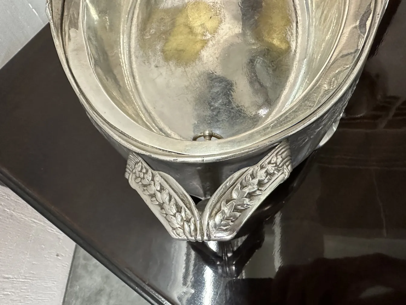 antique Gallia centerpiece with decorative details.