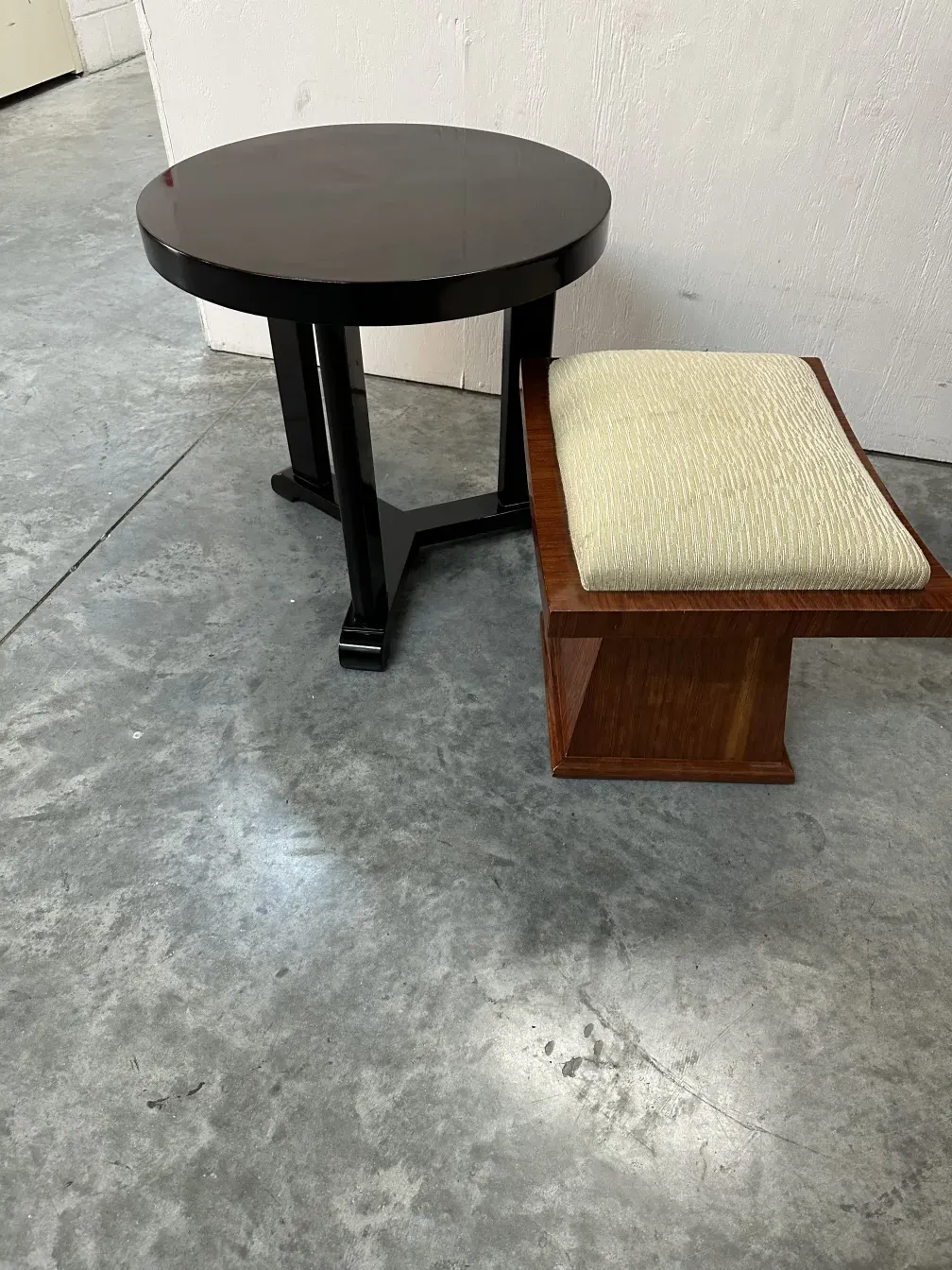 antique stool with classic design and light cushion
