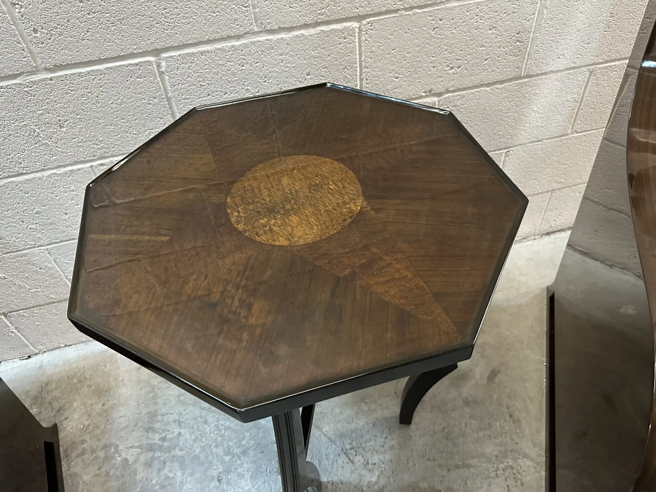 antique octagonal small table with decorative design