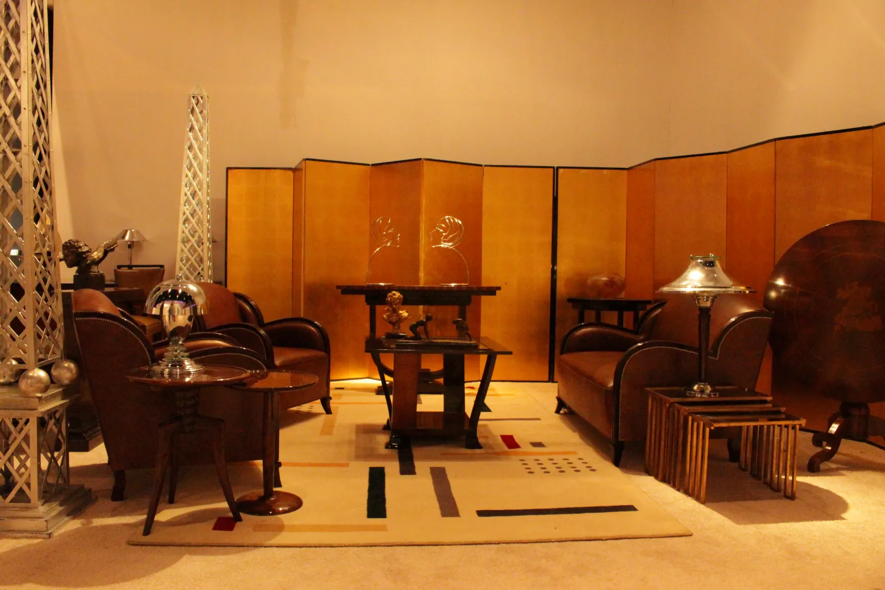 antique small table in a cozy setting with armchairs