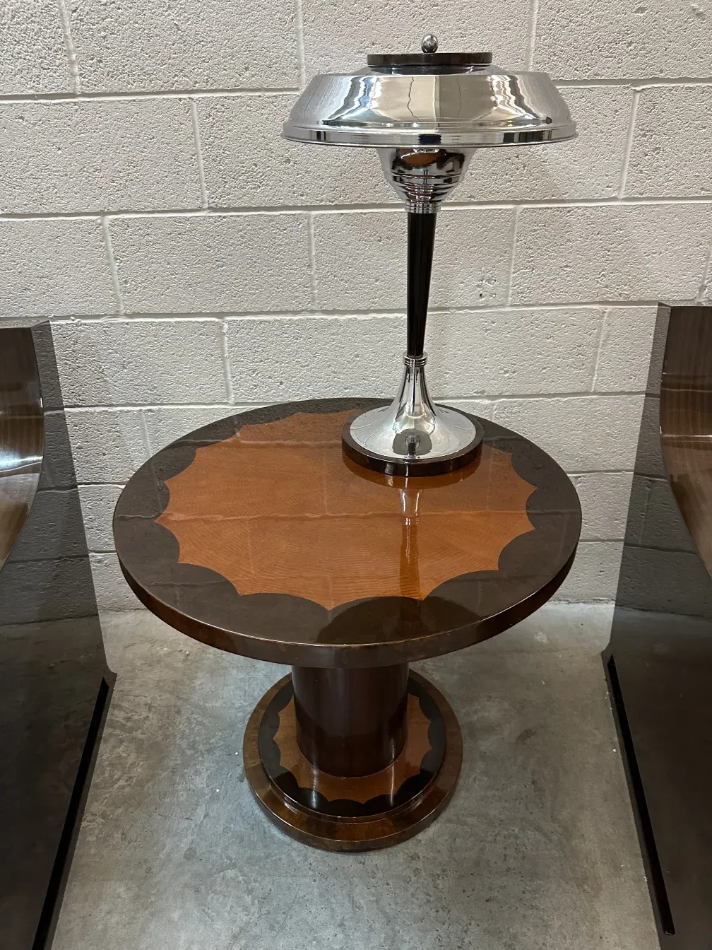 Antique round small table with decorative top