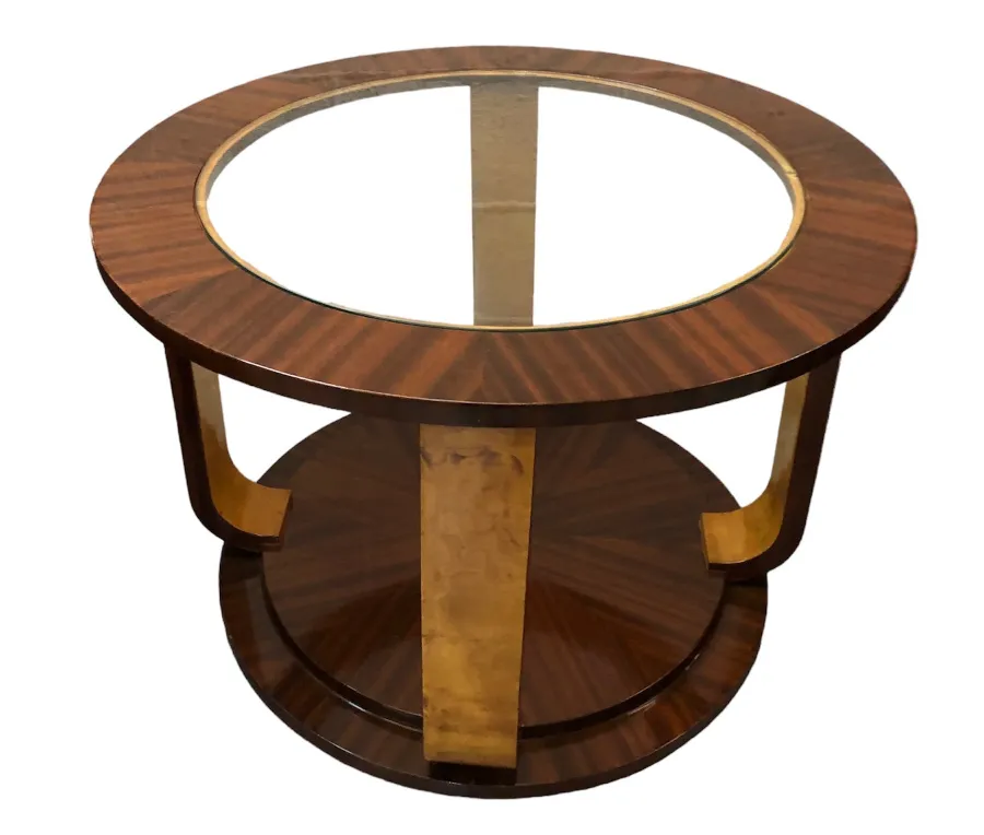 장식적인 디자인의 작은 원형 오래된 테이블 2개