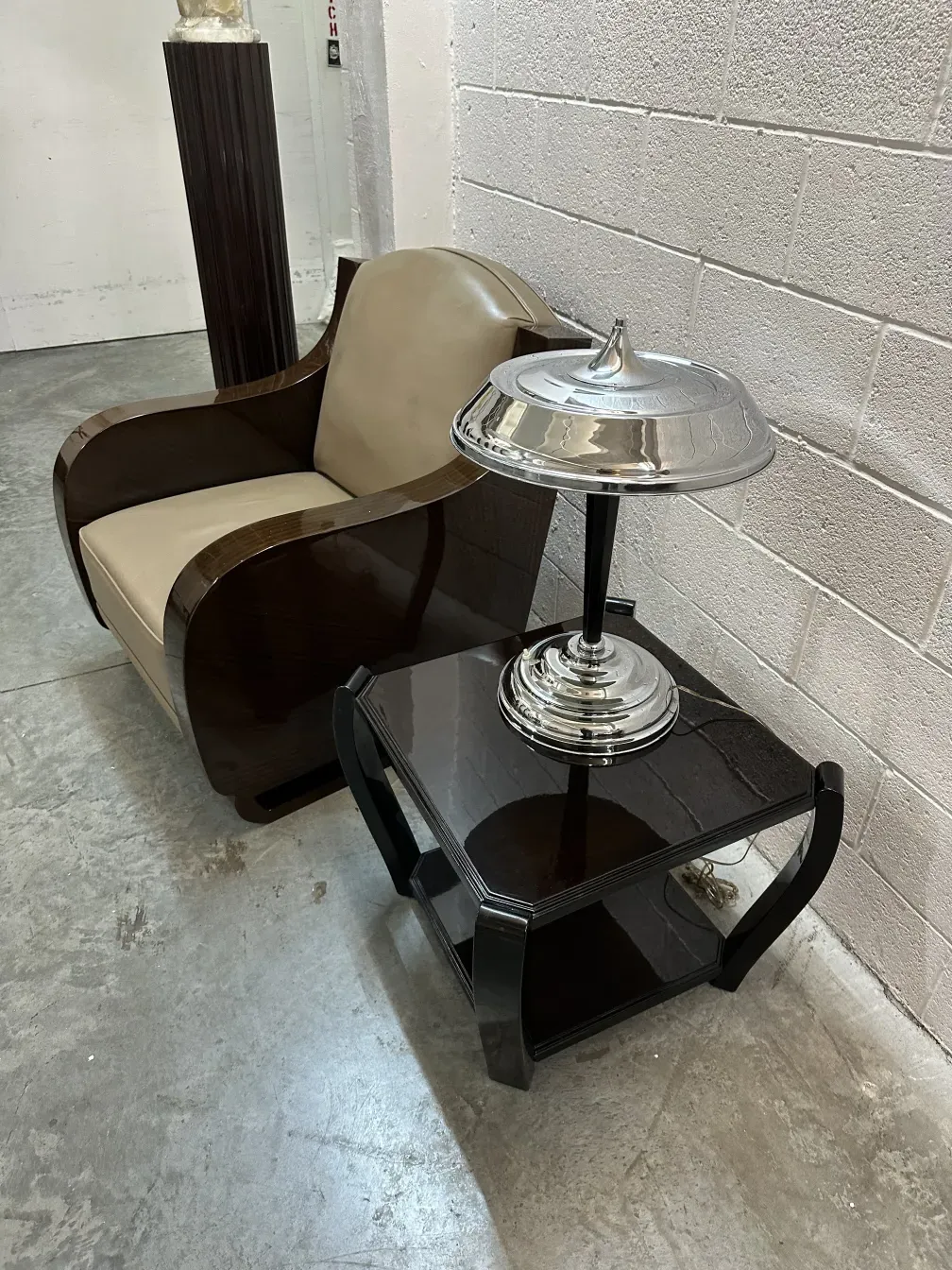 Two small antique tables with an elegant design in a cozy setting