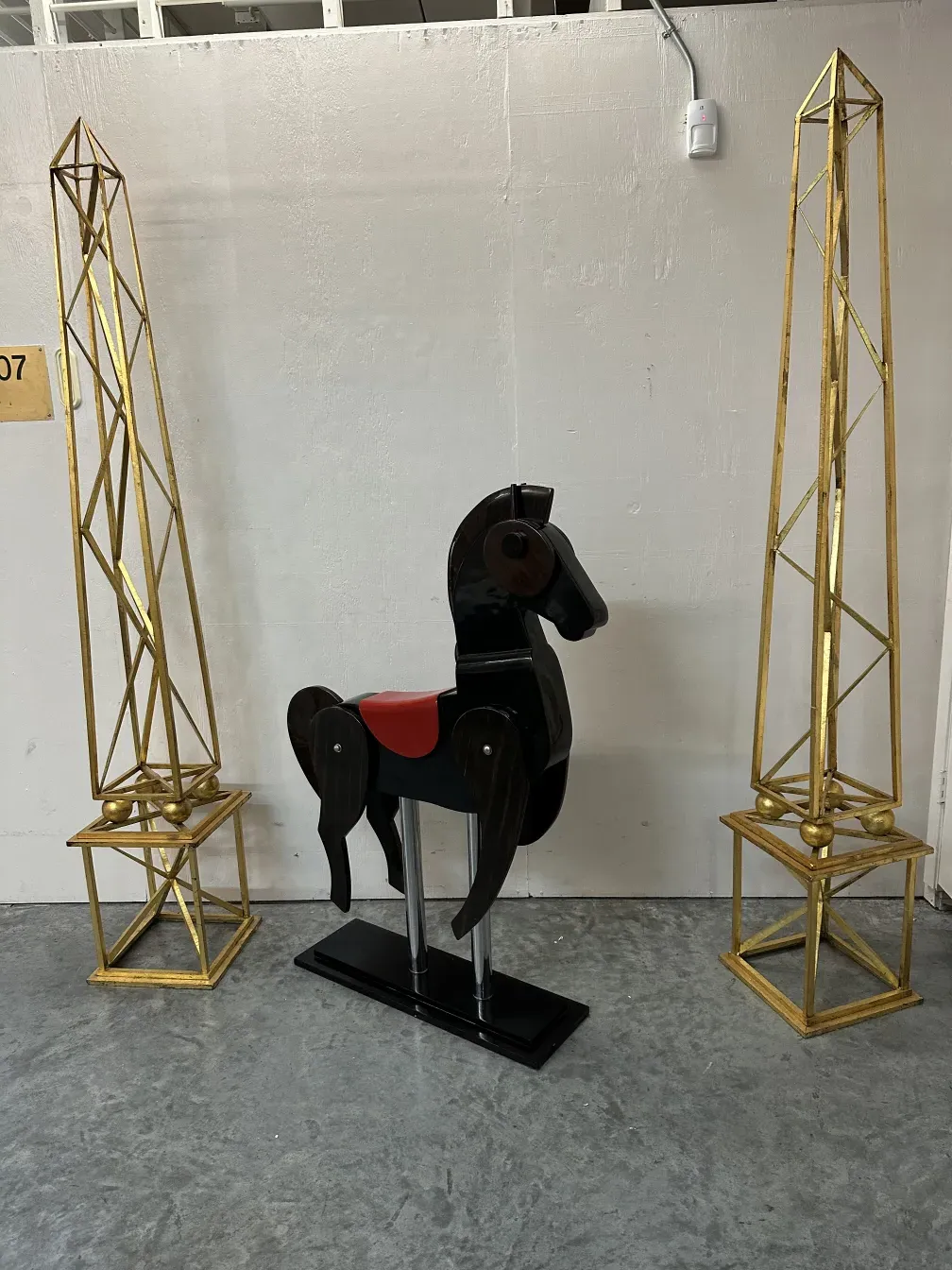 antique decorative horse in a modern setting