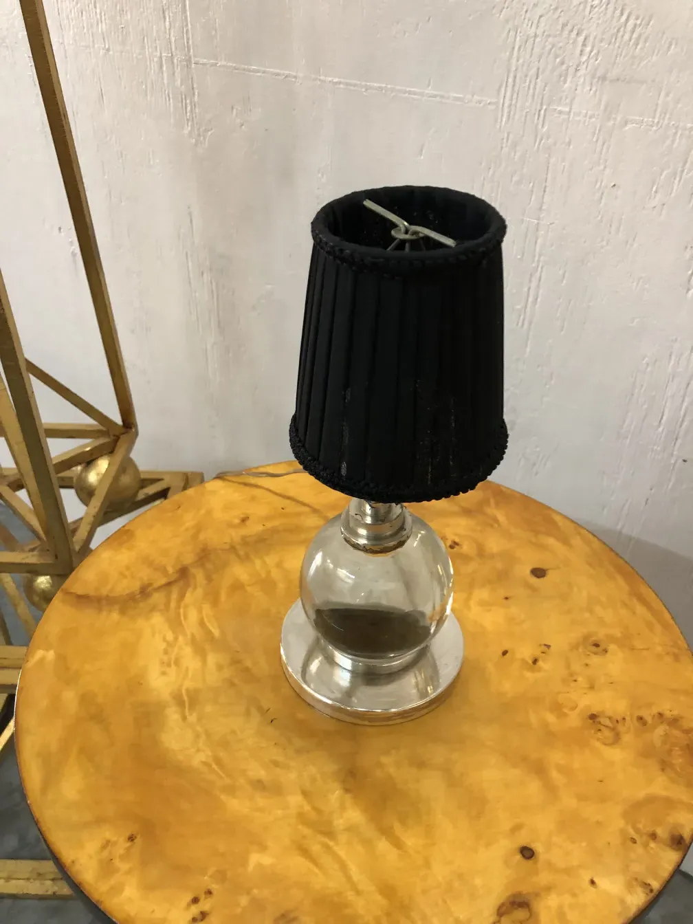 2 antique table lamps with black shade, Jacques Adnet