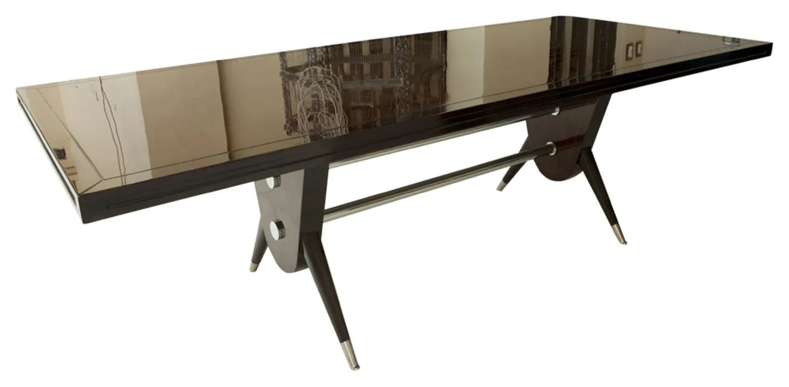 Antique dining table by Carlo Mollino seating 10, elegant and sophisticated.