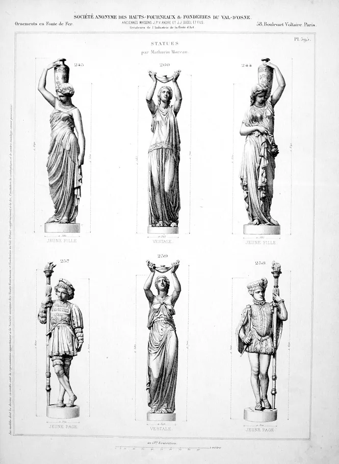 escultura antiga de Val D´Osne com figuras clássicas e detalhes elegantes