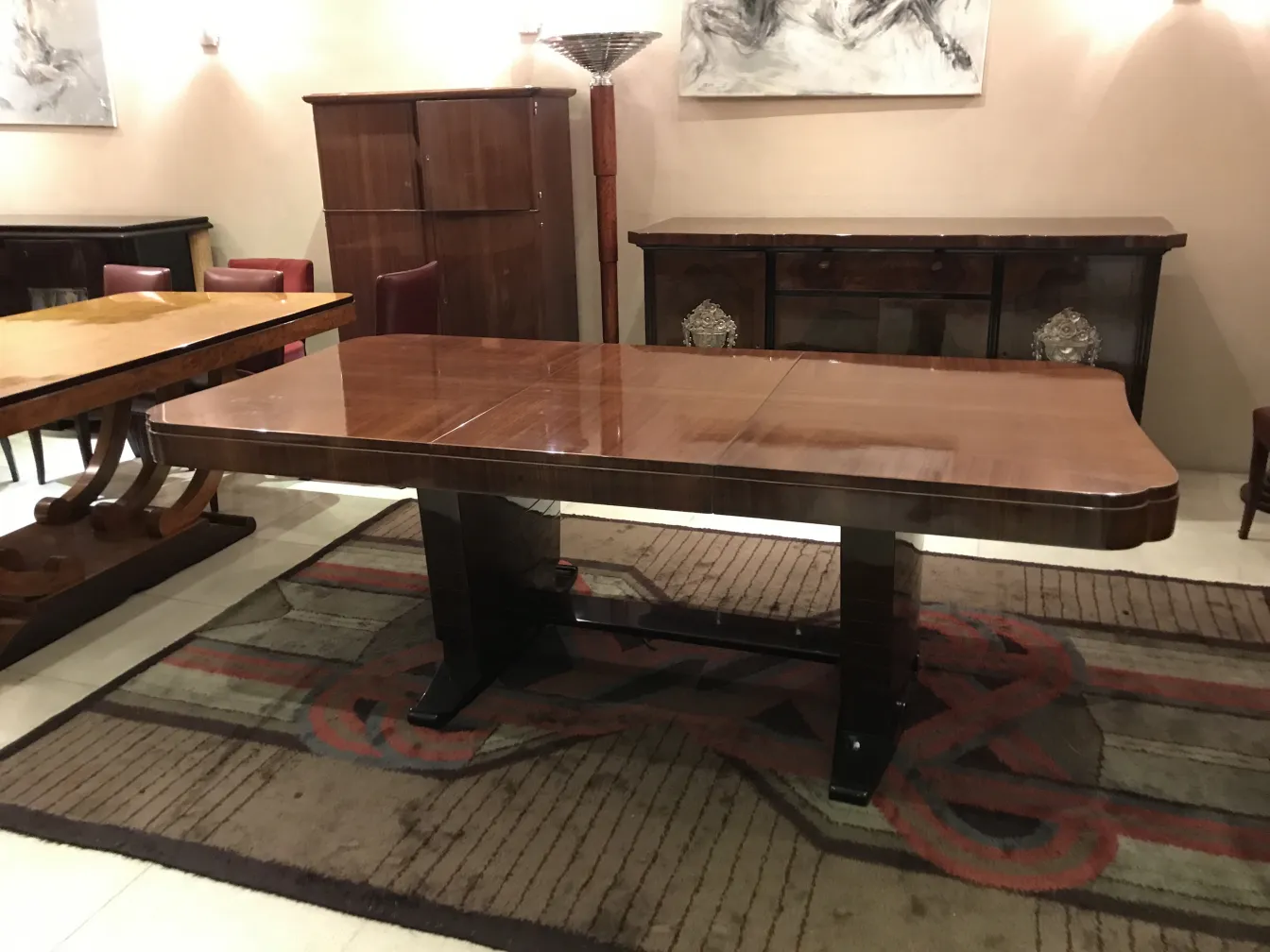 antique dining table for 8 people in a stylish setting
