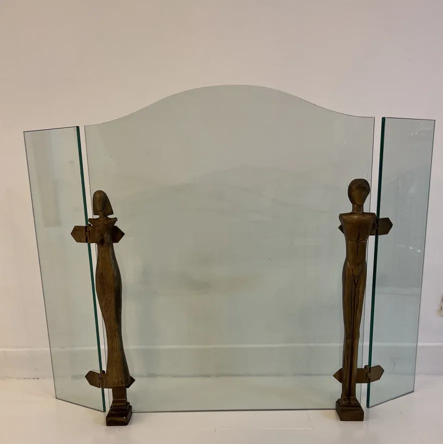 Antique fireplace front with curved side figures