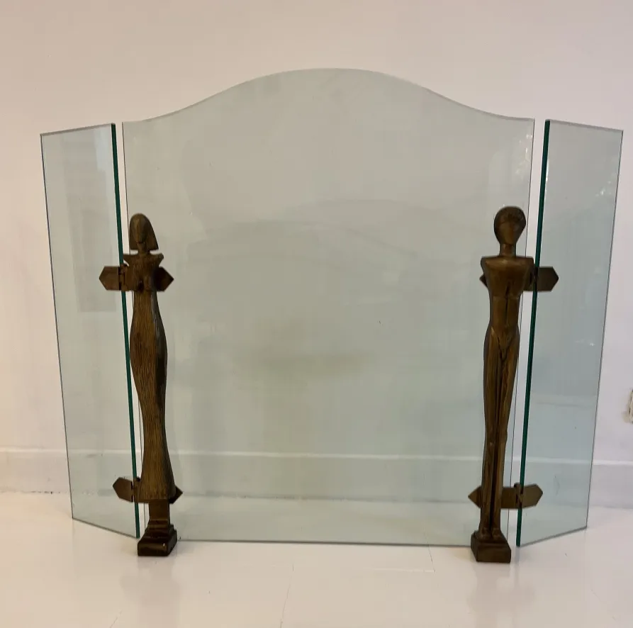 fireplace front with sculpted figures, vintage