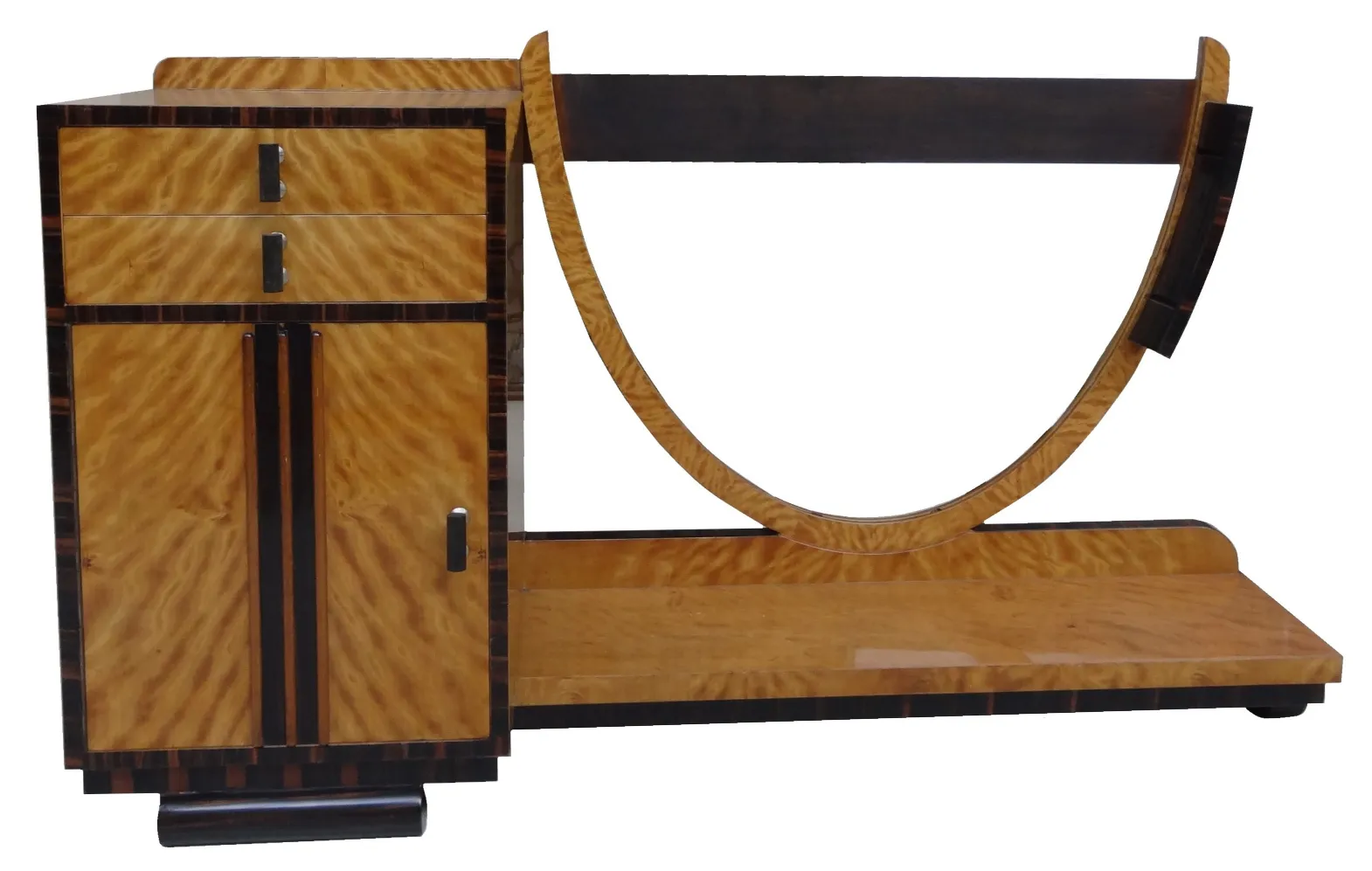 antique art-deco boudoir with drawers and curved mirror