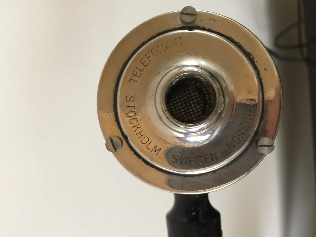 Top view of an antique phone, classic design with fine details.