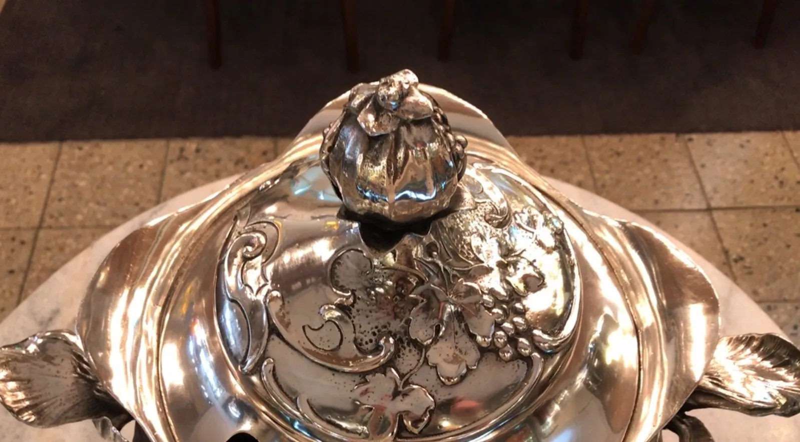 Antique WMF punch bowl with bright floral designs