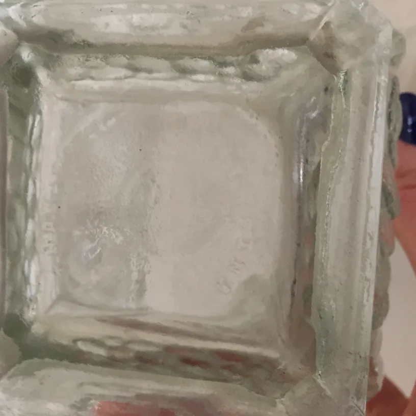 antique square glass vase, features a rectangular shape with simple decorations