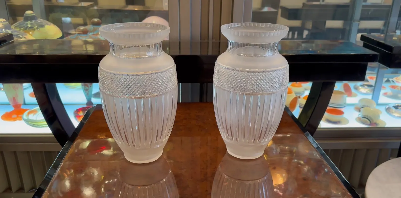 Pair of antique vases with decorative details. Perfect for beautifying spaces